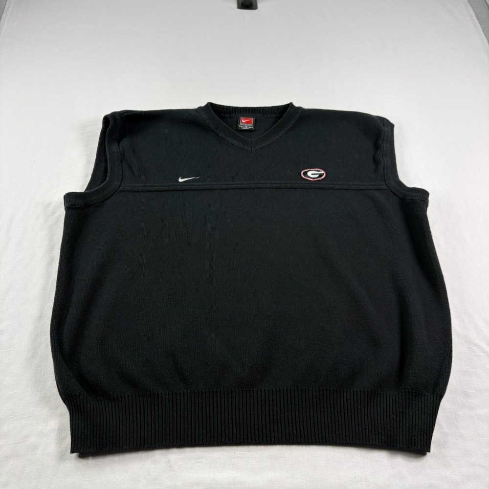Georgia Bulldogs Nike Sweater Vest Men XL Team Black V-Neck Pullover Vintage Y2K